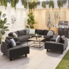 Nova Garden Furniture Tranquility Dark Grey Fabric Corner Sofa Set with 2 Lounge Chairs