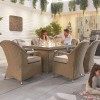 Nova Garden Furniture Leeanna Willow Rattan 6 Seat Rectangular Dining Set with Fire Pit