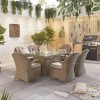 Nova Garden Furniture Leeanna Willow Rattan 6 Seat Rectangular Dining Set with Fire Pit