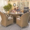 Nova Garden Furniture Leeanna Willow Rattan 6 Seat Round Dining Set with Fire Pit