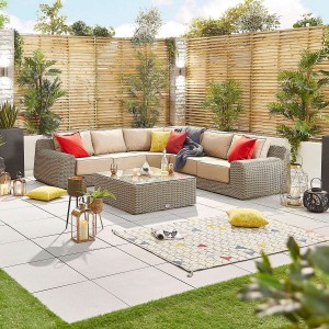Nova Garden Furniture Luxor Willow Rattan 2A Corner Sofa Set with Square Coffee Table Nova Garden Furniture Luxor Willow Rattan 2A Corner Sofa Set with Square Coffee Table