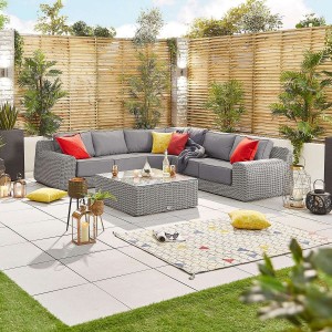 Nova Garden Furniture Luxor White Wash Rattan 2A Corner Sofa Set with Square Coffee Table Nova Garden Furniture Luxor White Wash Rattan 2A Corner Sofa Set with Square Coffee Table