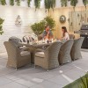 Nova Garden Furniture Leeanna Willow Rattan 8 Seat Rectangular Dining Set with Fire Pit