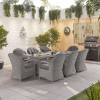 Nova Garden Furniture Leeanna White Wash Rattan 8 Seat Rectangular Dining Set with Fire Pit