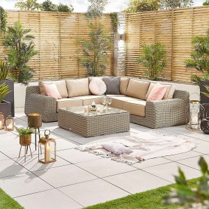 Nova Garden Furniture Luxor Willow Rattan 1A Corner Sofa Set with Square Coffee Table Nova Garden Furniture Luxor Willow Rattan 1A Corner Sofa Set with Square Coffee Table