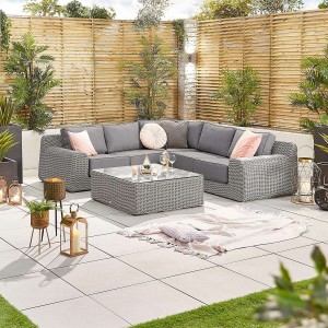 Nova Garden Furniture Luxor White Wash Rattan 1A Corner Sofa Set with Square Coffee Table Nova Garden Furniture Luxor White Wash Rattan 1A Corner Sofa Set with Square Coffee Table
