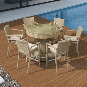 Nova Garden Furniture Henley Rattan Willow 6 Seat Round Bar Set with Parasol Hole Nova Garden Furniture Henley Rattan Willow 6 Seat Round Bar Set with Parasol Hole