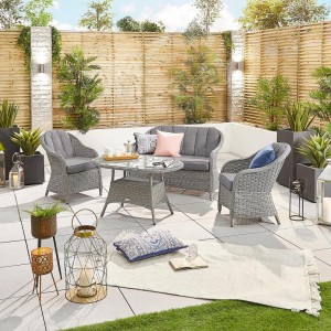 Nova Garden Furniture Isabella White Wash Rattan 2 Seater Sofa Set with High Rise Coffee Table Nova Garden Furniture Isabella White Wash Rattan 2 Seater Sofa Set with High Rise Coffee Table