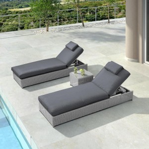 Nova Garden Furniture Rhodes White Wash Rattan Sun Lounger Set Nova Garden Furniture Rhodes White Wash Rattan Sun Lounger Set