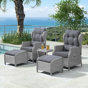 Nova Garden Furniture Skylar White Wash Rattan Reclining Armchair Lounge Set Nova Garden Furniture Skylar White Wash Rattan Reclining Armchair Lounge Set