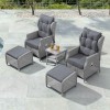 Nova Garden Furniture Skylar White Wash Rattan Reclining Armchair Lounge Set