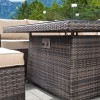 Nova Cambridge Brown Rattan Corner Dining Set with Fire Pit Table