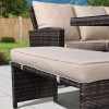 Nova Cambridge Brown Rattan Corner Dining Set with Fire Pit Table