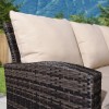 Nova Cambridge Brown Rattan Corner Dining Set with Fire Pit Table