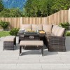 Nova Cambridge Brown Rattan Corner Dining Set with Fire Pit Table