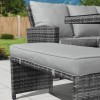 Nova Garden Cambridge Grey Rattan Corner Dining Set with Fire Pit Table