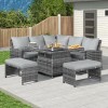 Nova Garden Cambridge Grey Rattan Corner Dining Set with Fire Pit Table