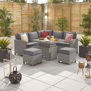 Nova Garden Furniture Ciara White Wash Rattan Compact Corner Dining Set with Rising Table Nova Garden Furniture Ciara White Wash Rattan Compact Corner Dining Set with Rising Table