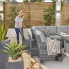 Nova Garden Furniture Cambridge Grey Rattan Left Hand Delux Corner Dining Set with Extending Table