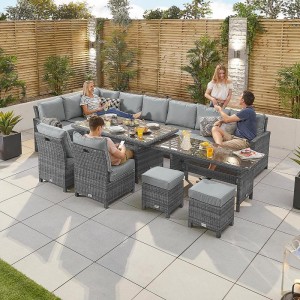 Nova Garden Furniture Cambridge Grey Rattan Left Hand Delux Corner Dining Set with Extending Table Nova Garden Furniture Cambridge Grey Rattan Left Hand Delux Corner Dining Set with Extending Table