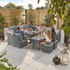 Nova Garden Furniture Cambridge Grey Rattan Left Hand Delux Corner Dining Set with Extending Table