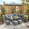 Nova Cambridge Grey Rattan Right Hand Corner Dining Set with Parasol Hole