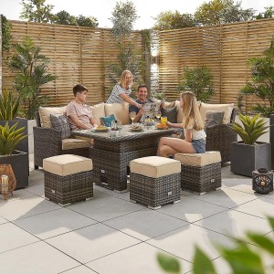 Nova Garden Furniture Cambridge Brown Rattan Right Hand Corner Dining Set with Rising Table Nova Garden Furniture Cambridge Brown Rattan Right Hand Corner Dining Set with Rising Table