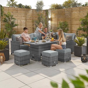 Nova Garden Furniture Cambridge Grey Rattan Right Hand Corner Dining Set with Rising Table Nova Garden Furniture Cambridge Grey Rattan Right Hand Corner Dining Set with Rising Table