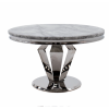 Vida Living Arturo Grey Marble 130cm Round Table & 4 Belvedere Charcoal Chairs Aro-131-GY+Bel-111-CL