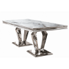 Vida Living Arturo Grey Marble 180cm Dining Table & 6 Belvedere Pewter Chairs Aro-180-GY+Bel-111-GY(6)