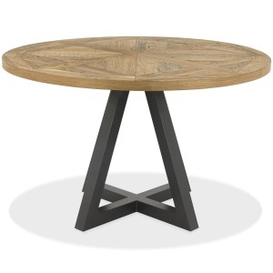 Bentley Designs Indus Industrial Oak Furniture Circular 4 Seater Dining Table Bentley Designs Indus Industrial Oak Furniture Circular 4 Seater Dining Table