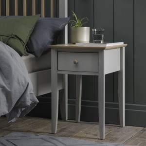 Whitby Scandi Oak Furniture Grey 1 Drawer Nightstand - PRE ORDER Whitby Scandi Oak Furniture Grey 1 Drawer Nightstand - PRE ORDER