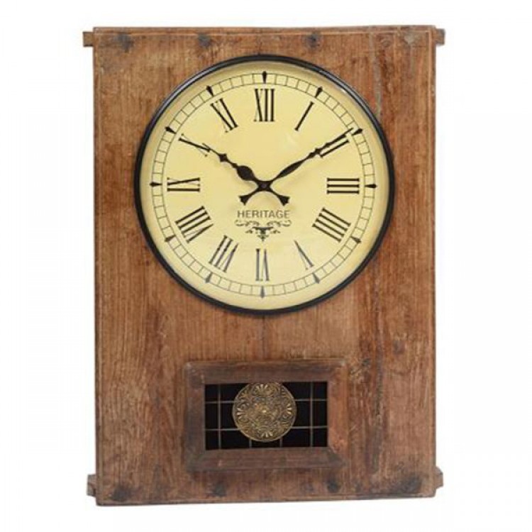 Upcycled Collection Old Wooden Brown Chapati Table Clock