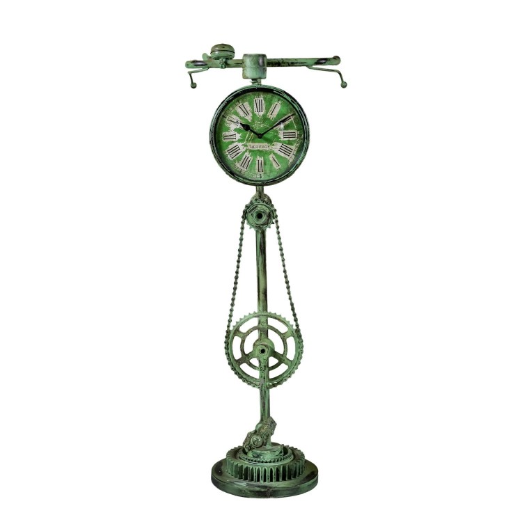 Upcycled Collection Green Antique Recycled Iron Bicycle Clock