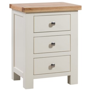 Dortmund Ivory Painted Furniture 3 Drawer Bedside Table Dortmund Ivory Painted Furniture 3 Drawer Bedside Table