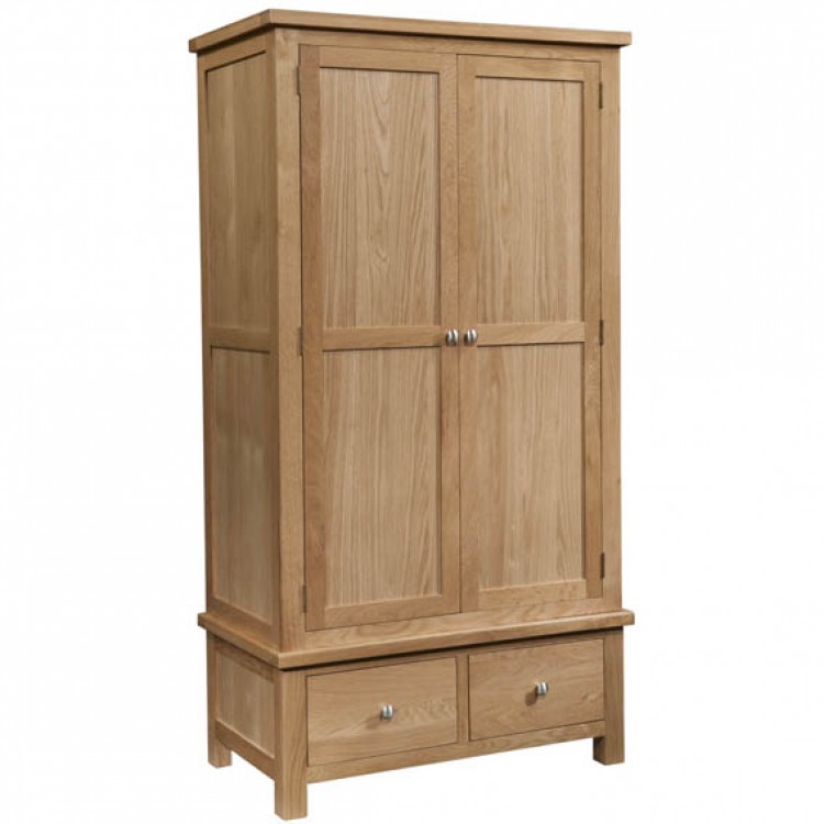 Dorset Oak Furniture Gents Double Wardrobe Storage DOR032