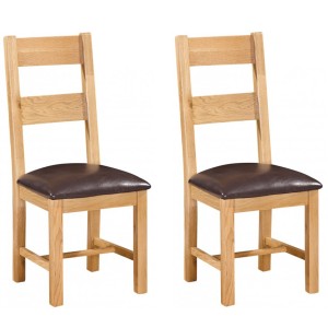 Devonshire Dorset Oak Furniture Ladder Back Dining Chair Pair DOR098