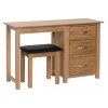 Divine True Oak 3 Drawer Single Pedestal Dressing Table