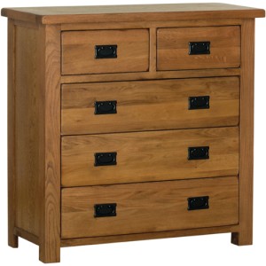Devonshire Rustic Oak Furniture 2 Over 3 Drawer Chest RC70