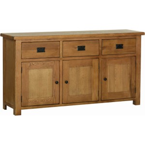 Divine Furniture Oak 3 Drawer 3 Door Large Sideboard Devonshire Rustic Oak Furniture Large Sideboard RS45