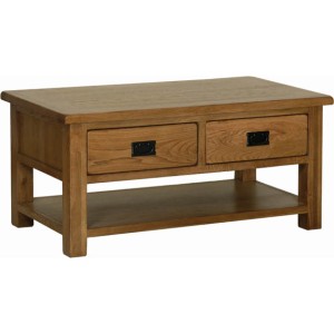 Divine  Furniture Oak 2 Drawer Coffee Table Devonshire Rustic Oak Furniture 2 Drawer Coffee Table-1