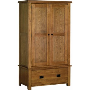 Divine Furniture Oak Furniture Gents 1 Drawer Wardrobe Devonshire Rustic Oak Furniture Gents Double Wardrobe with Drawer RW30