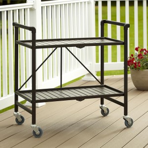 Cosco Outdoor Living Intellifit Sandy Brown Folding 2 Shelf Serving Cart Cosco Outdoor Living Intellifit Sandy Brown Folding 2 Shelf Serving Cart
