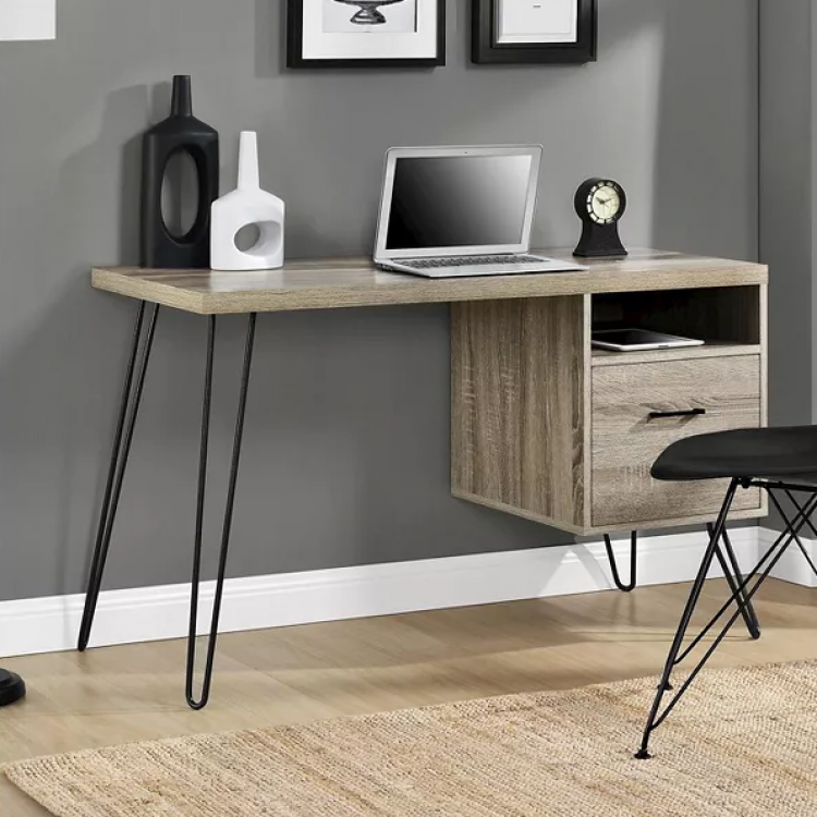 Dorel Landon Office Furniture Distressed Grey Oak Retro Laptop Desk 