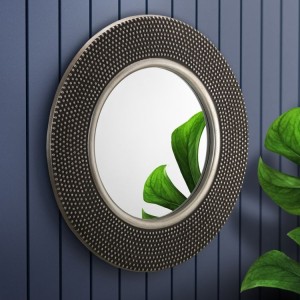 Julian Bowen Furniture Adagio Pewter Round Wall Mirror