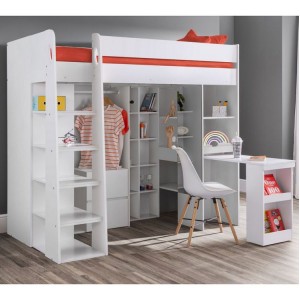 Julian Bowen Furniture Aurora White Painted Single 3ft Highsleeper Bed