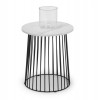 Julian Bowen Metal Furniture Broadway Round Lamp Table with White Marble Top
