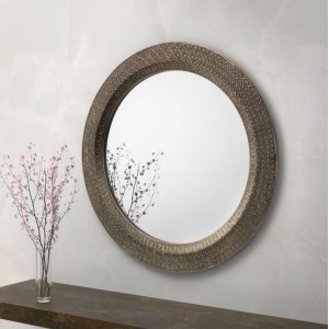 Julian Bowen Furniture Cadence Pewter Large Round Wall Mirror