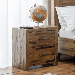 Julian Bowen Solid Acacia Furniture Hoxton 2 Drawer Bedside