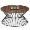 Julian Bowen Metal Furniture Jersey Round Wire Coffee Table with Walnut Top